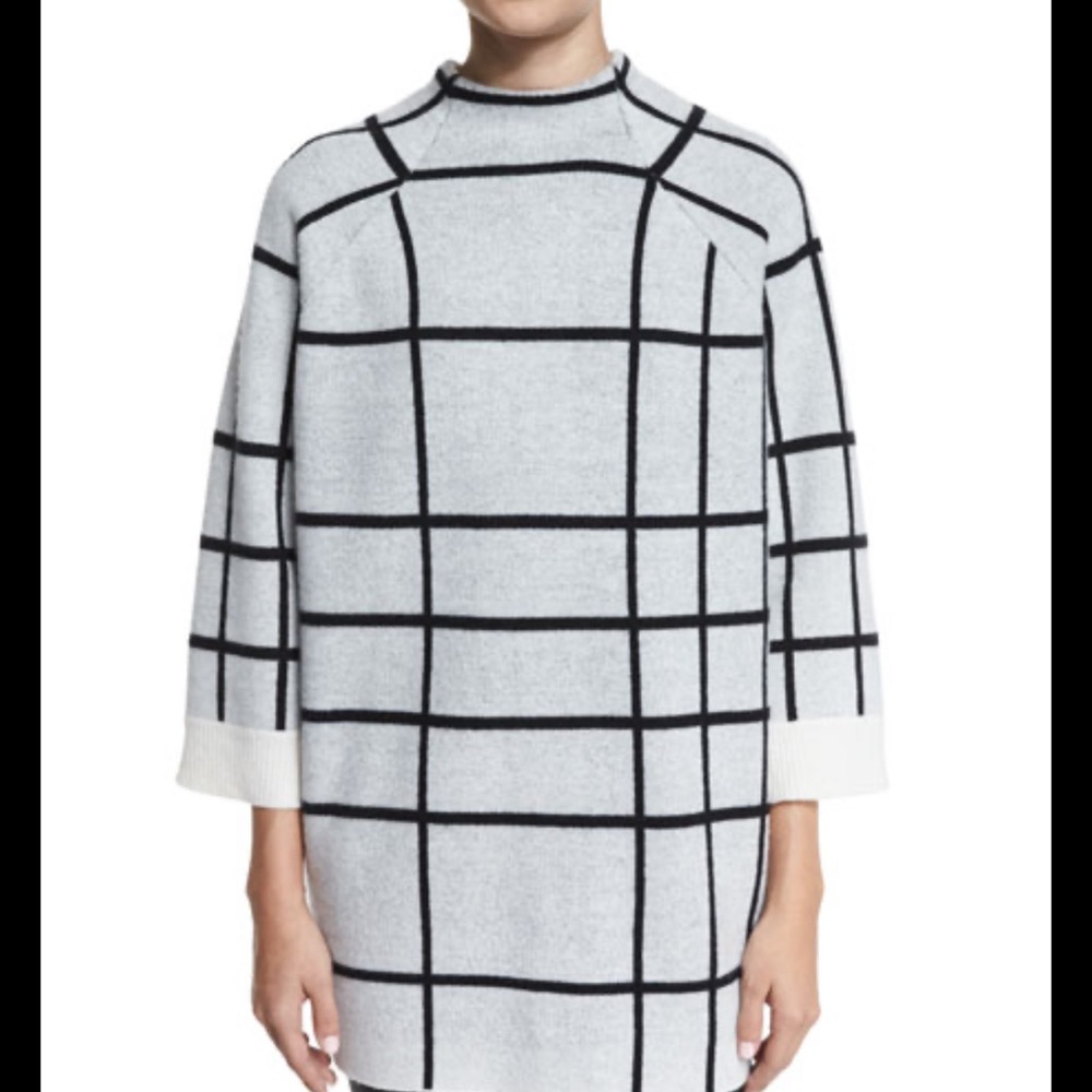 Brand New Rag & Bone Mallori Wool Grid-Print Tunic, Ivory size XS
